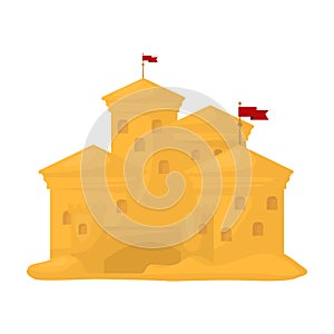 Sand castle vector icon.Cartoon vector icon isolated on white background sand castle.