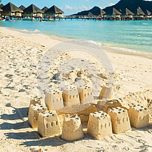 Sand castles on beach