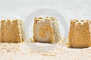 Sand castles on the beach