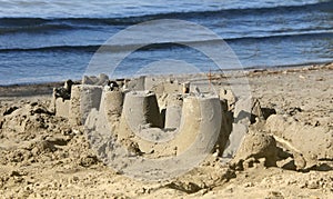 Sand castles on the beach