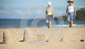 Sand castles on the beach