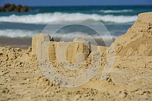 Sand castles on beach