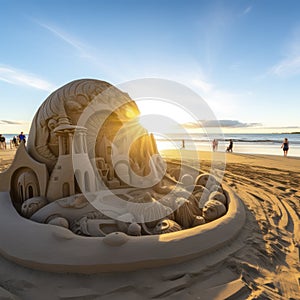 sand castles carved on beach