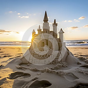 sand castles carved on beach