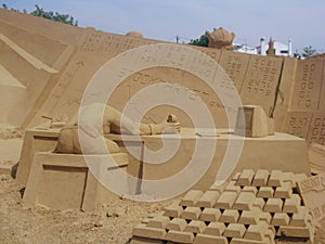 The Sand City. International Sand Sculpture Festival FIESA at the Pera village. Portugal