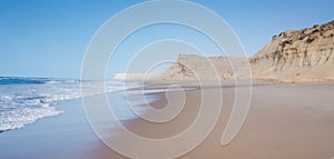 Sand cliffs of Dakhla in Western Sahara region of Morocco