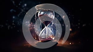 a sand clock with a black background