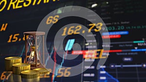 The Sand clock and coins for Business concept 3d rendering