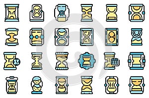 Sand clock icons set vector flat