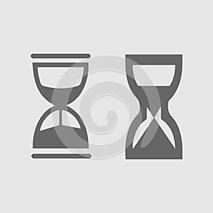 Sand clock vector icon. Hour glass set.