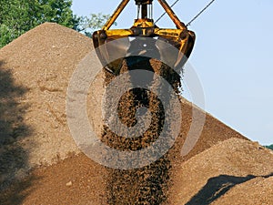 Sand crane excavator summer works barge river bulk