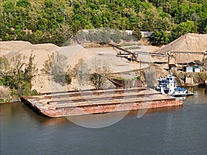 Sand dredging operation on the Arkansas river photo