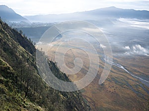 Sand dune from above in Bromo mountain