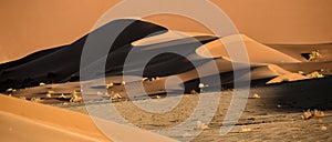 Sand dune abstract of shapes and colour.