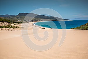 Sand dune of Bolonia beach, province Cadiz, Andalucia, Spain photo