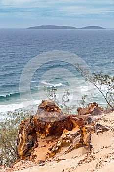 Sand Dune at Carlo Sand Blow and Rocks of Rainbow Beach, Queensland, Australia