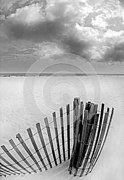 Sand Dune Fence on Beach photo