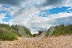 Sand dune footpath leading into the distance