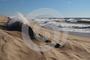 sand dune that looks like a wave crashing on the shore, with crests and troughs