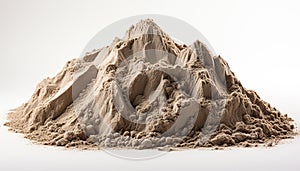 Sand dune mountain isolated on white background. Classic sand using in manufacturing, brick making, gardening and playgrounds.