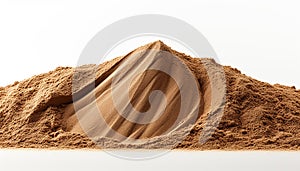 Sand dune mountain isolated on white background. Classic sand using in manufacturing, brick making, gardening and playgrounds.