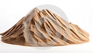 Sand dune mountain isolated on white background. Classic sand using in manufacturing, brick making, gardening and playgrounds.