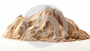 Sand dune mountain isolated on white background. Classic sand using in manufacturing, brick making, gardening and playgrounds.