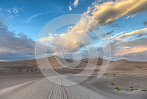 Sand Dunes along the Amargosa Desert at sunset