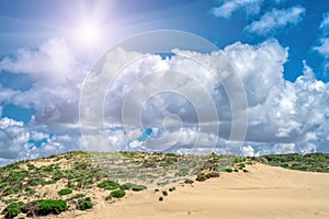 Sand dunes along the shore on the outer banks. Sintra , Portugal