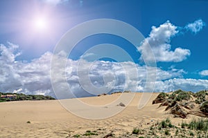 Sand dunes along the shore on the outer banks. Sintra , Portugal