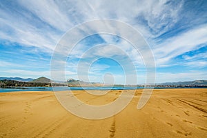 Sand Dunes on the Beach and Beautiful Cloudy Sky