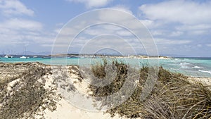 Sand dunes on the beach of Formentera