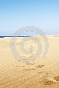 Sand dunes on the beach in Maspalomas.