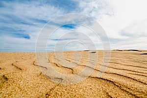 Sand Dunes and Beautiful Cloudy Blue Sky