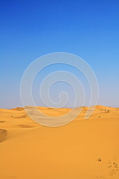 Sand dunes and cloudless blue sky