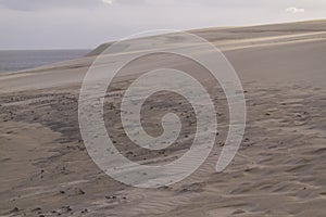 Sand dunes and cloudy sky on Curonian spit in Zelenogradsk