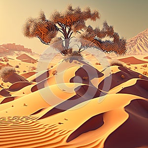 Sand Dunes in the Desert Landscape. AI