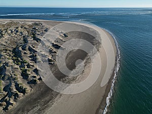 sand dunes desert by the pacific ocean in Puerto chale baja california sur magdalena bay aerial view panorama