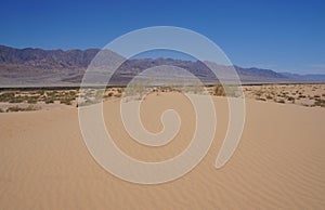 Sand dunes in desert, selective focus