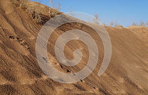 Sand dunes in  desert, selective focus