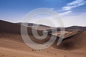 The sand dunes at the Echoing Sand Mountain near the city of Dunhuang, in the Gansu Province