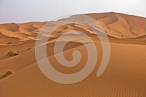 Sand dunes in Erg Chebbi at sunrise, Sahara desert, Morocco