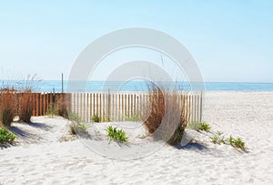 Sand dunes and fence