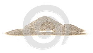 Sand dunes isolated on white background. Desert sand pile