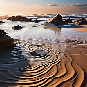 sand dunes kissed by the golden sunlight at a deserted beach trending on artstation sharp focus