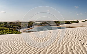 Sand dunes landscape in Lencois Maranhenses National Park, Brazil photo