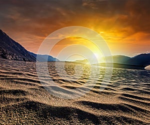 Sand dunes. Nubra valley, Ladakh, India photo