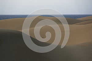 Sand dunes and ocean, Maspalomas, Gran Canaria
