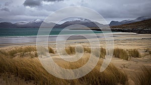 The sand dunes overlooking Luskentyre Beach