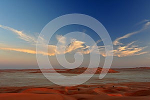 Sand dunes in Rub al Khali desert photo